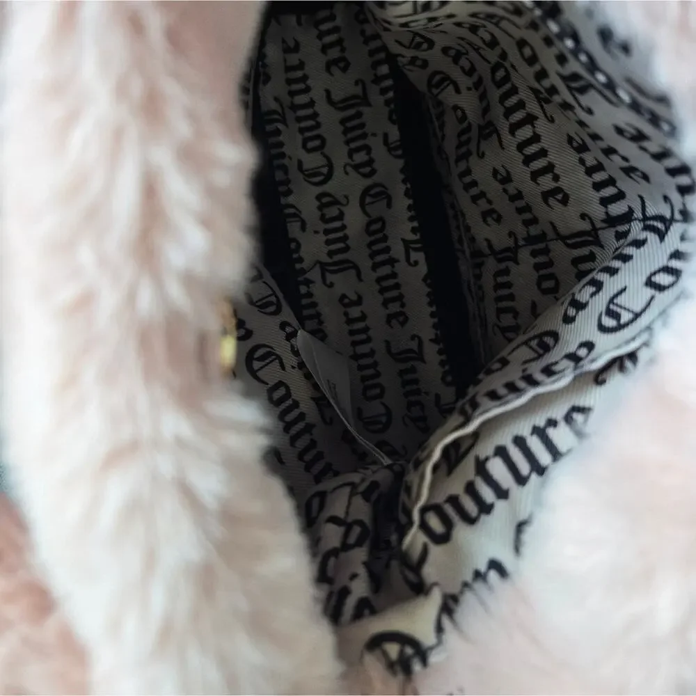 Juicy Couture Faux Fur Fluffy Mini Tote Handbag Dusty Blush Pink Y2K - Picture 11 of 14